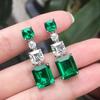 2024 Cao Shi Emerald Cut Zircon Earrings - European & American Style, Light Luxury, Trendy Ins Style for Women