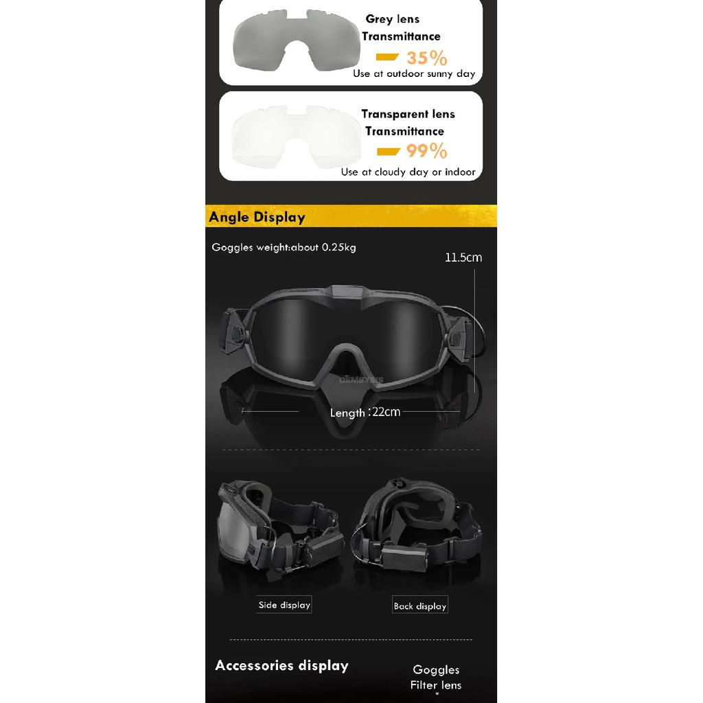 Tactical Goggles Anti Fog UV Protection Paintball Airsoft Glasses Windproof Motorcycle Shooting Cs Wargame Eyewears
