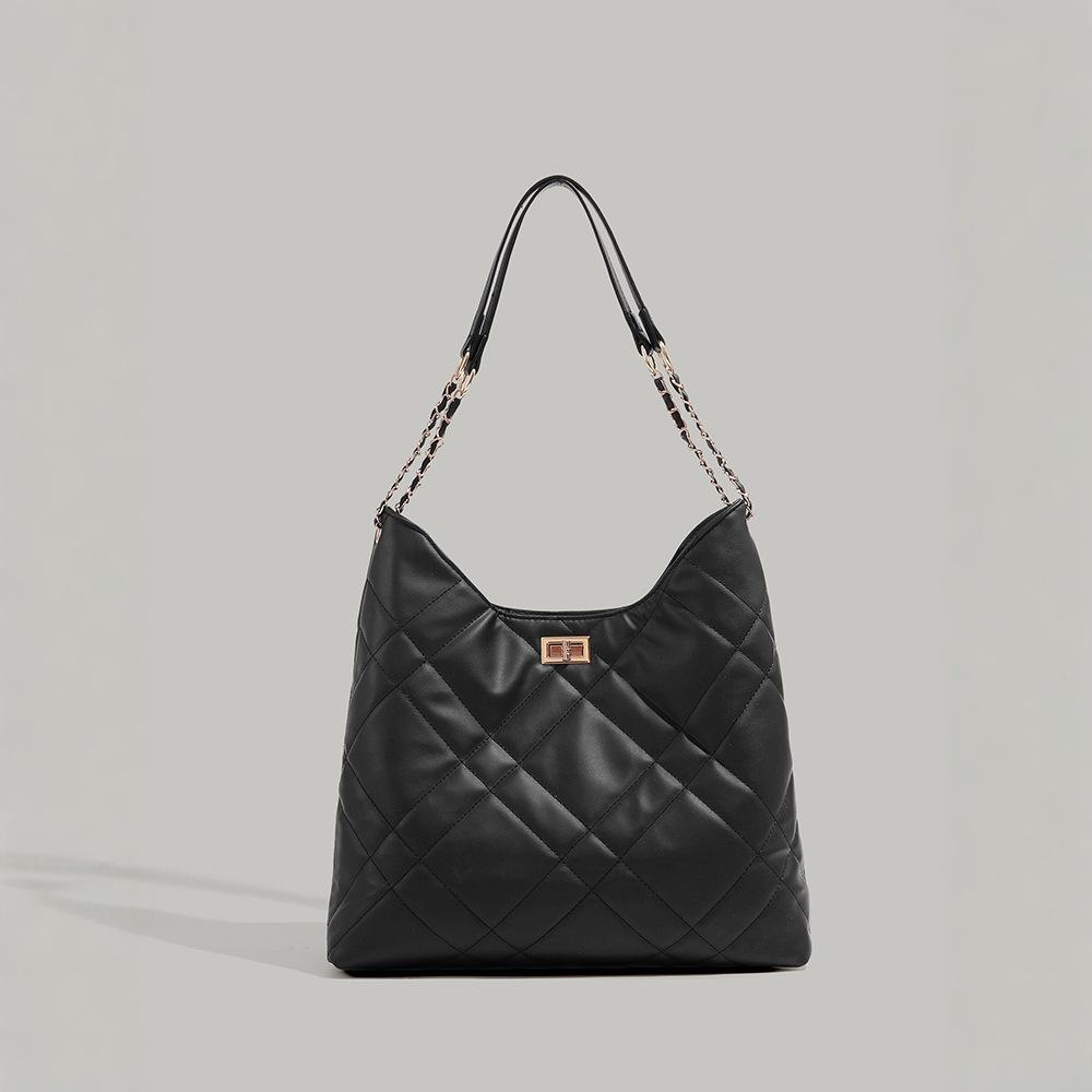 Quilted tote bag with a high-end feel, women's 2025 new model, large-capacity commuter bag, versatile for summer