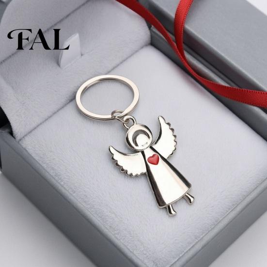 Zinc Alloy Key Holder Angel Keychain for Women Men, Love Heart Car Ring Ring, Handbags Charm Decorative Accessories Metal Chain