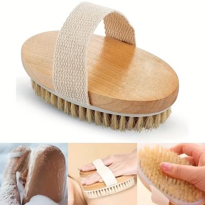 Щетка для отшелушивания кожи из натурального дерева с щетиной кабана — ручная конструкция для сухой кожи, удаляет омертвевшие клетки кожи и смягчает ее