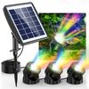 Solar Pond Lights IP68 Waterproof Submersible LED Lights Adjustable Angle Solar Spot Lights 3 Light Modes for Pool Tree Walkway