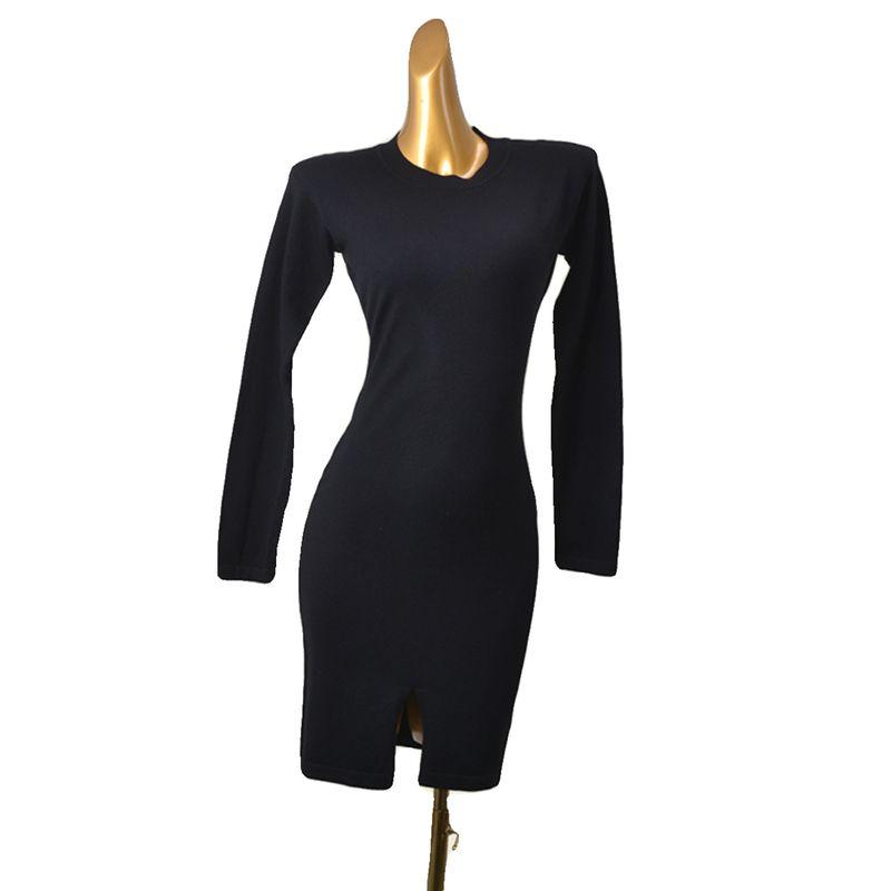 Black Long Sleeves Base Knitting Dress Winter Inner Wear Heattech Bodycon Dress Fashion Wind Silm