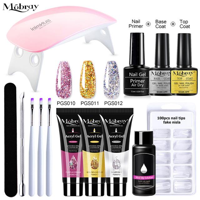 Набор полигелей для маникюра, набор для наращивания ногтей гелем, скользящий раствор, акриловый гель-лак для дизайна ногтей, дизайн кончиков пальцев