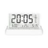 LCD Digital Alarm Clock Transparent Date Week Temperature Display Three Alarms 12/24H Snooze Table Clock Batteries Powered