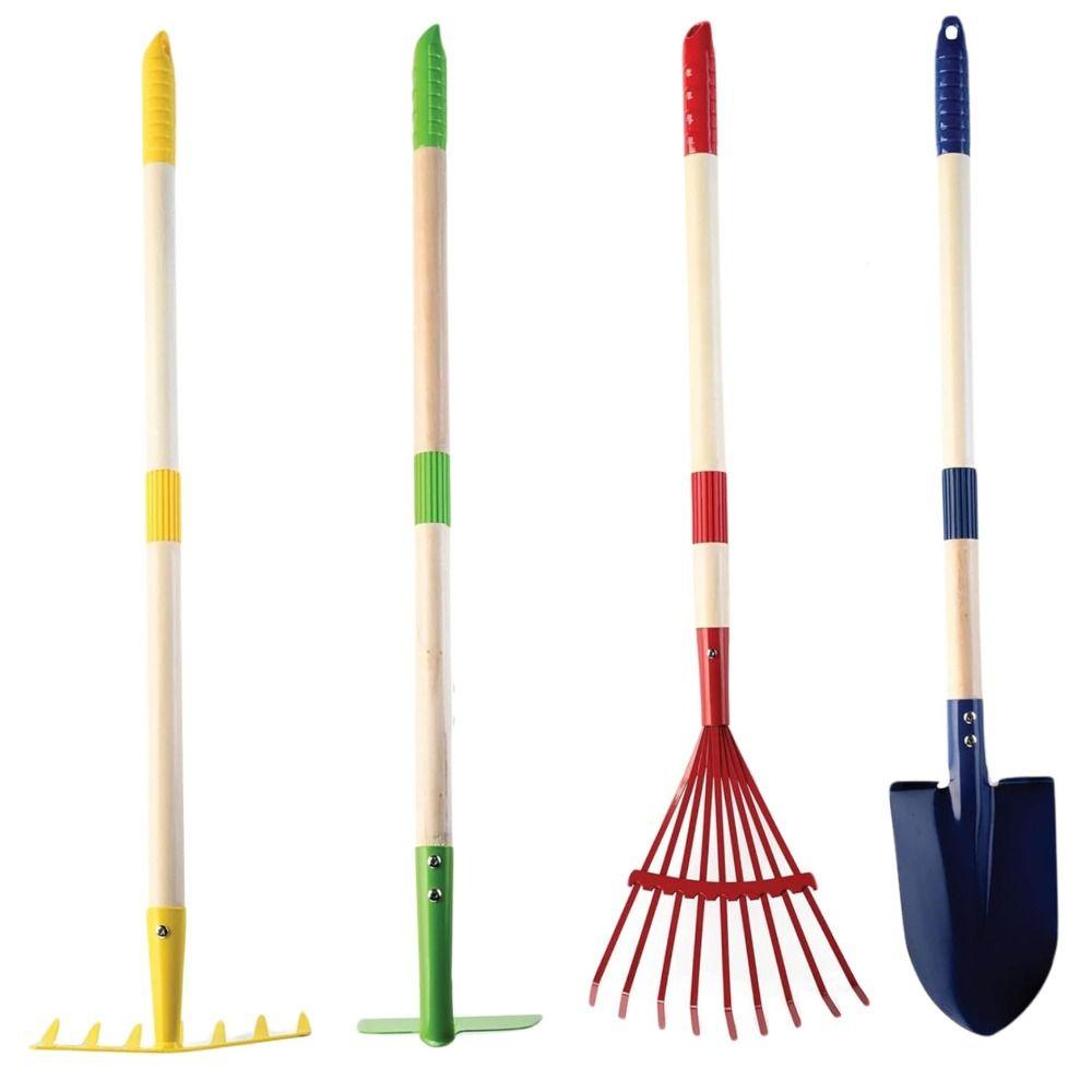 Colorful Small Garden Rake Kit Hardwood Handle Kids Rake Set Leaf Rake Gardening Tools Camping
