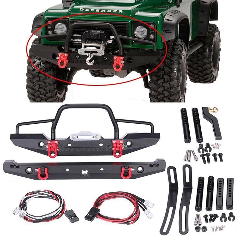High Quality Metal Rc Rock Crawler Bumper With Bright Led Lights For Axial Scx10 9004