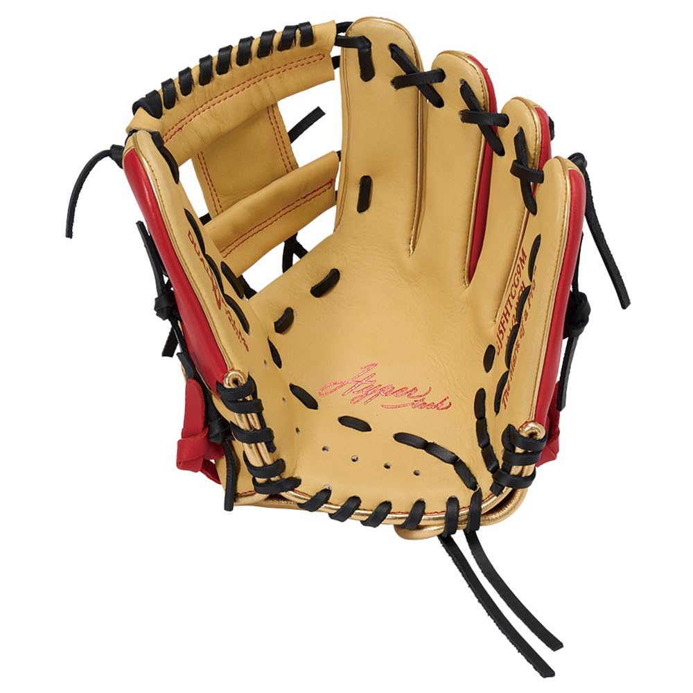 Rawlings Baseball Hyper Tech Color Sync Glove Throw Glove, Junior/Jr., Kids' (GJ5FHTCG9M), All-Around, Camel/Scarlet, Medium, Right-Handed