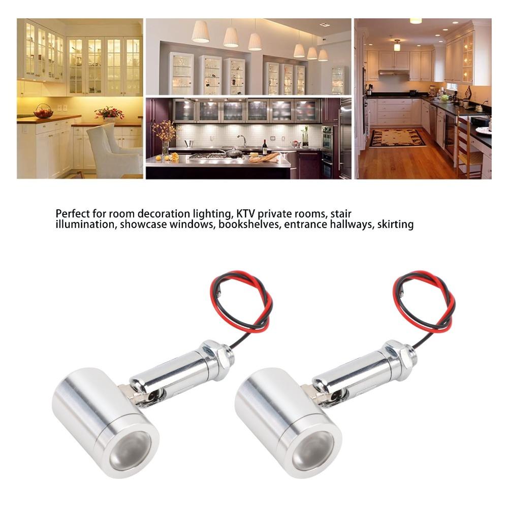 2 Pack 1W Miniature Spot Lights Silver Accent Up Lights Energy Saving LED Spot Lights  Hallway