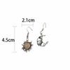 Personality Earrings Retro Silver Plated Earrings Sun Moon Pattern Dangle Earrings  Women