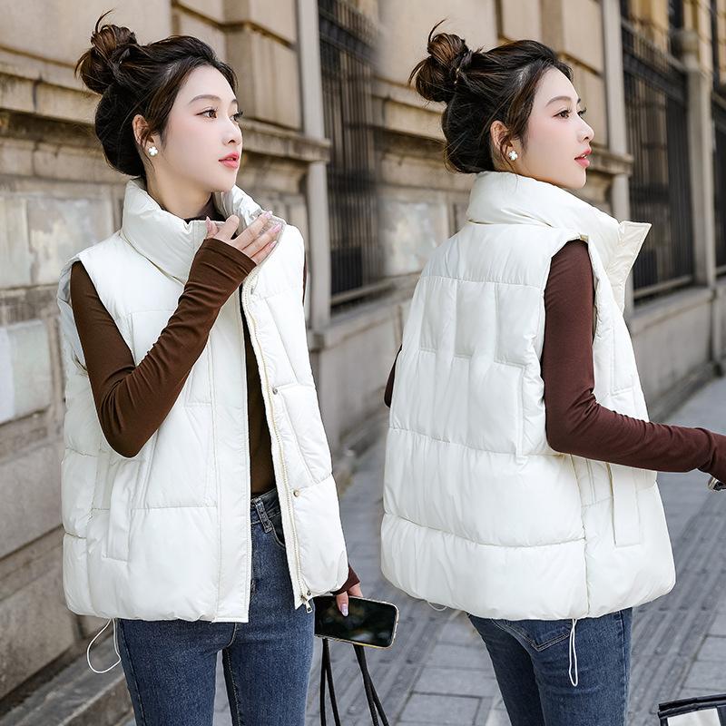 Korean Version Stand-up Collar Small Vest Women's Short Down Cotton Vest Slim and Thin Foreign Cotton Vest Tide