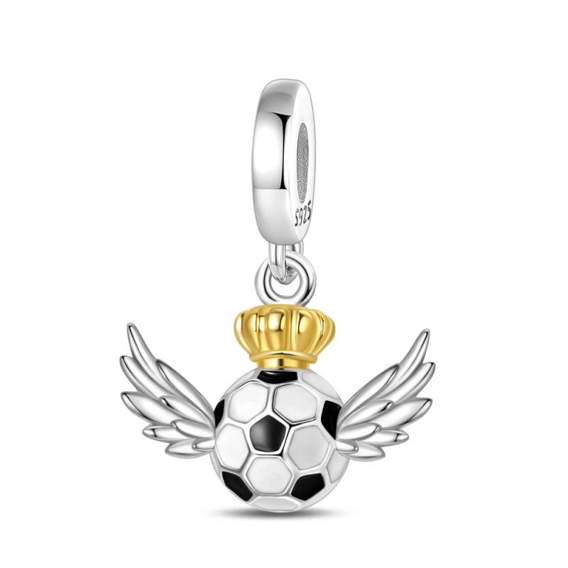 Fashion 925 Silver Football Jersey Badminton Baseball Dumbbell Sports Charm Beads Fit 925 Bracelet DIY Birthday Jewelry