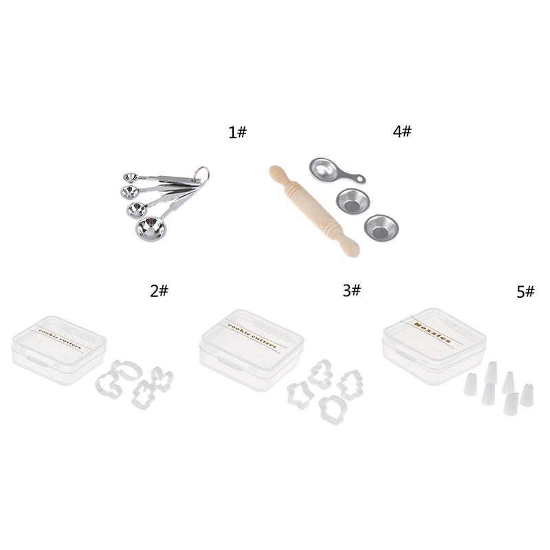 1Комплект 1:12 миниатюрных форм для выпечки кукольного домика, приспособления для выпечки, мерная ложка, инструменты для выпечки, модель кухонного декора, игрушечный домик