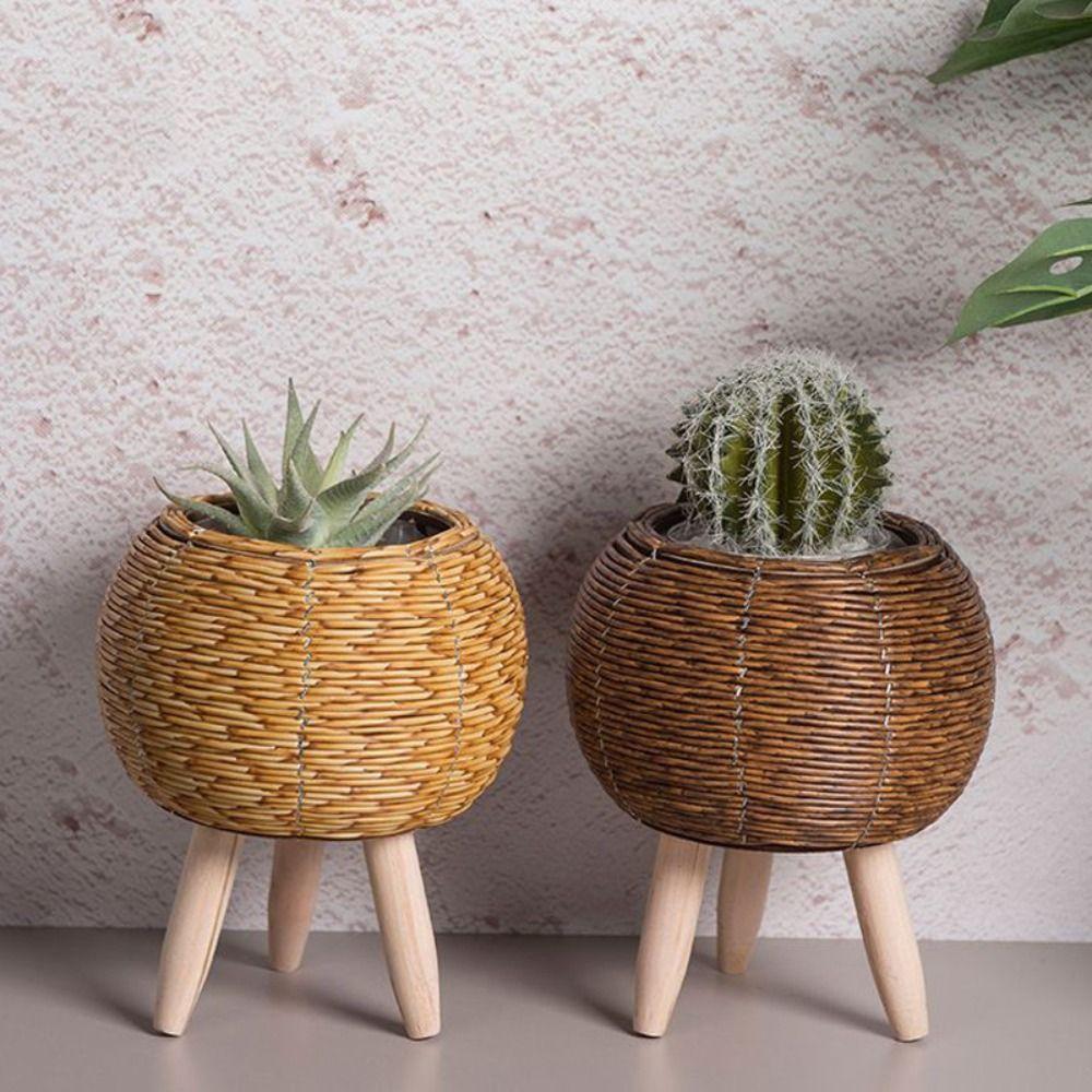 Rattan Woven Flower Pot With Removable Legs Wove Plant Stand High Quality Flower Planters