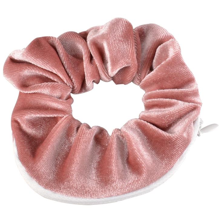 New Design High Quality Eco-Friendly Velvet Zipper Scrunchies Pocket Promotional Gift Scrunchies