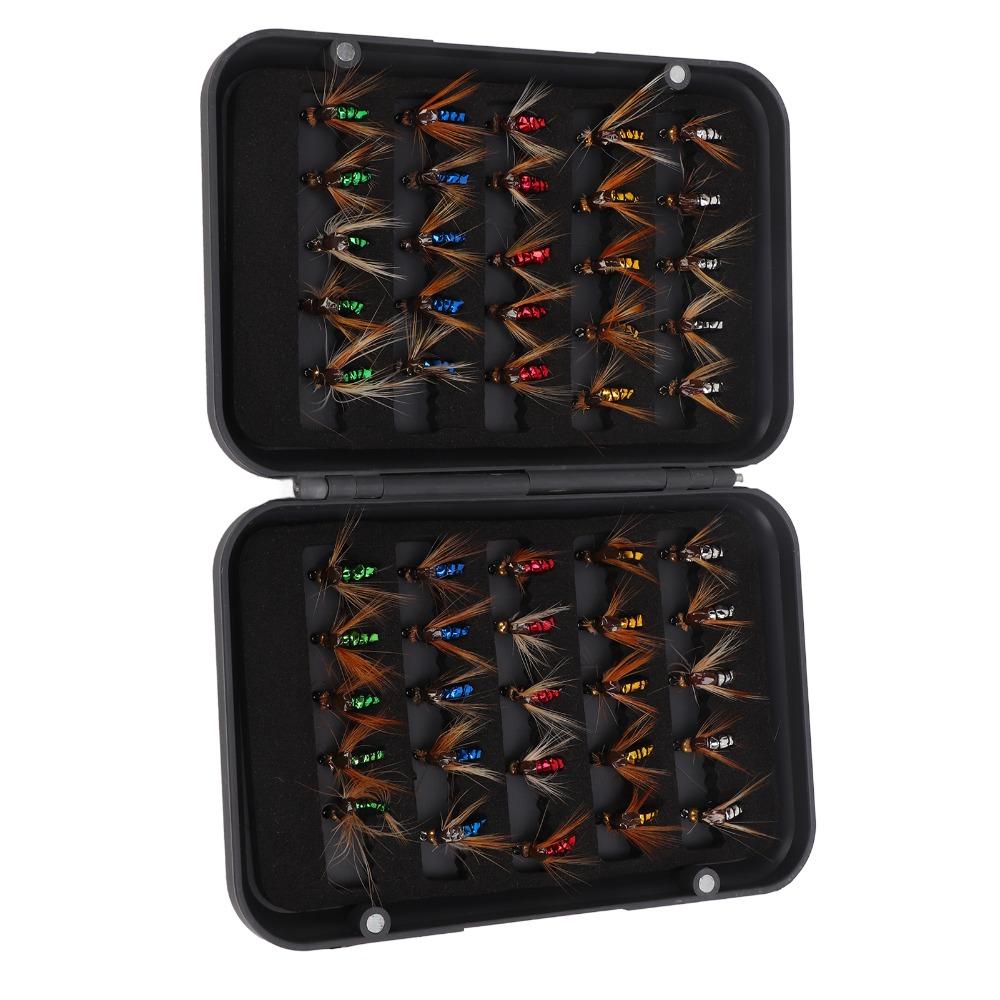 50PCS Handmade Fly Fishing Lures High Carbon Steel Hook Fly Fishing Baits for Bass