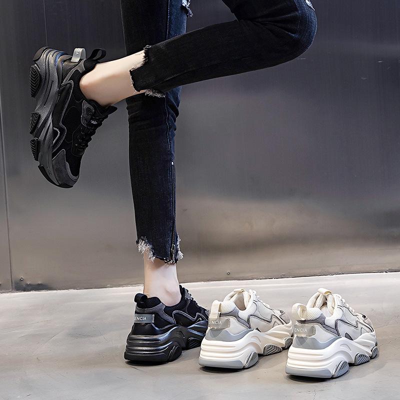 Dad Shoes Spring 2025 New Comfortable Platform Heightening Casual Sports Shoes Women's Running Leather Women's Shoes