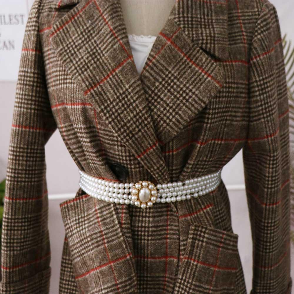 Elastic Metal Buckle Flower For Girls Dress Decoration Faux Pearl Korean Belt Women Waistband