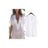 Elegant And Stylish Fashion Women Chiffon Bikini Cover Up Perspective V-neck Swimsuit Beach Dress