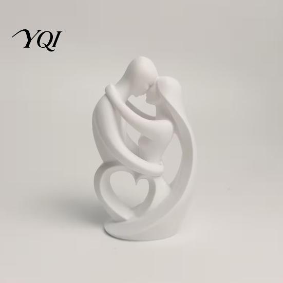 Компактные Художественные Настольные Украшения 3D Печатная Абстрактная Статуэтка Обнимающейся Пары, Сердце Полый Амулет Любви, Минималистичные Уникальные Идеи Свадебных Подарков Белое Искусство