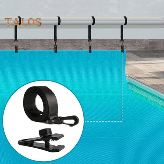 Pool Cover Strap Set Pool Solar Cover Reel Attachment Kit 6 Straps with Hooks Clips Hook And Loop Fasteners Secure Solar Blankets On Reels for