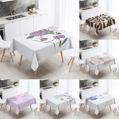 Абстрактные минималистичные цветочные линии лица, листья, прямоугольная скатерть, свадебный декор в стиле бохо, ресторанный стол, кухня