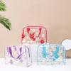 1pcs Transparent Floral Pattern Travel Toiletry Bag PVC Toiletry Bag, Waterproof Storage Cosmetic Bag with Zipper Handle Belt, Travel Bag