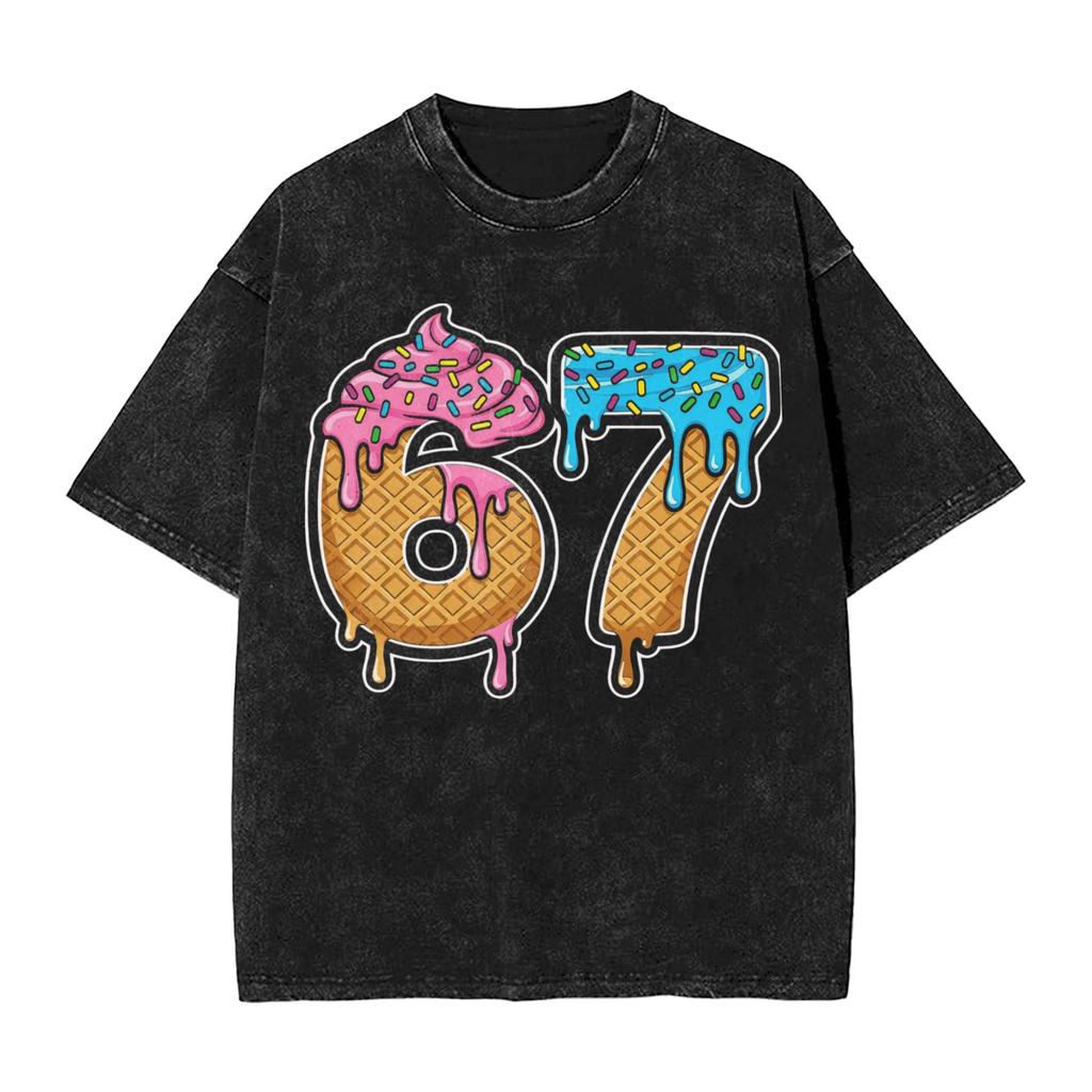 67 Six Seven 67 Meme Tshirt Summer Vintage Tshirts Casual Trendy Cool Tshirt For Male Shortsleeved Loose Clothes