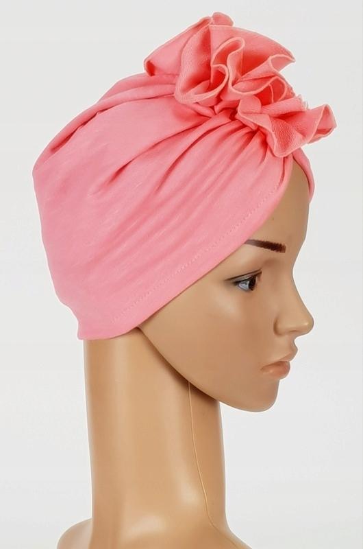 Luba Turban in Salmon Color Hat Without Pattern Even After Chemotherapy