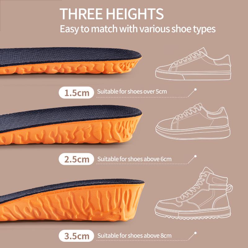 1.5-3.5cm Orthopedic Height Increase Insoles for Women Men Invisiable Boost 1.5-3.5cm Memory Foam Shoes Pad Breathable Feet Care Insole
