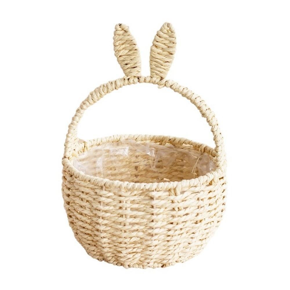 Cartoon Rabbit Ear Storage Basket Multifunctional Hand Woven Basket Easter Festival Gift