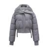 Womens Short Cotton Puffer Jacket With Faux Fur Collar Loose Fit Winter Coat Daily Wear