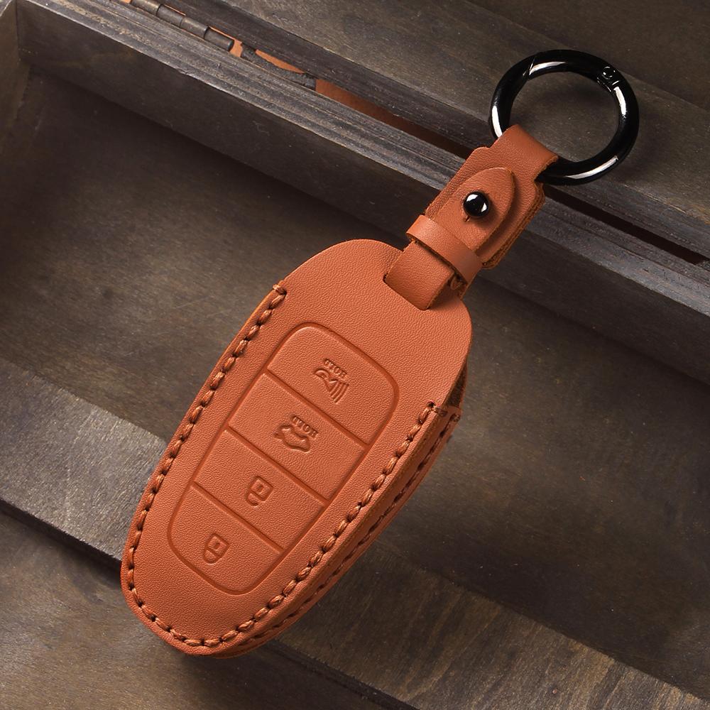 Leather Car Key Case Cover Fob for Hyundai Sonata Sel Ev 6 Ev 8 IONIQ 5 Nexo DN8 Fe Tucson Sonata Staria NX4 Ioniq