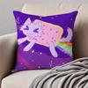 Милый мем-персонаж N-Nyan Cat Наволочка Подушка Защита от пылевых клещей Невидимая молния Короткий плюш Подушка для дивана