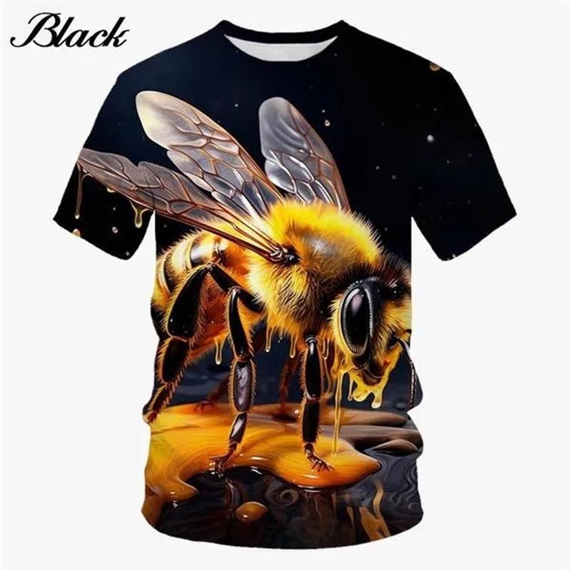 Men's T-Shirt 3D Printed Honeybee Pattern Tee Top Casual Round Neck Short Sleeve Men'swomen's Summer Comfort Breathable T-Shirt