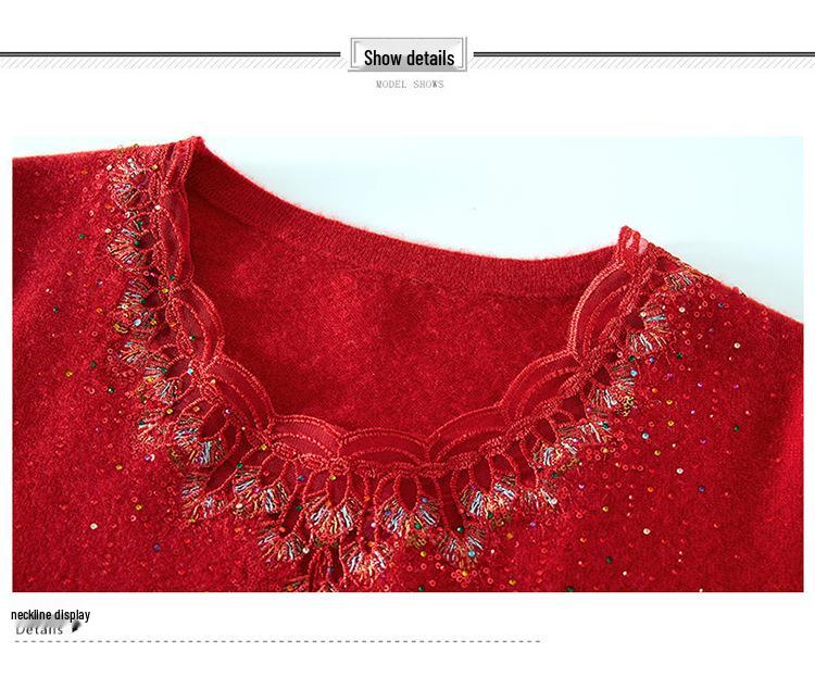 Шерстяной кардиган для женщин среднего возраста - 100% чистая шерсть, модный осенне-зимний трикотаж, свитер с круглым вырезом для женщин среднего и пожилого возраста