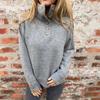 Autumn Winter Women's Stand Collar Plus-size Sweater Solid Color Casual Loose Pullover Knit Top