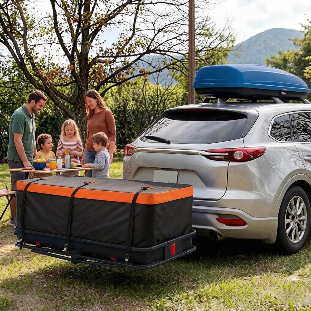 Trailer Hook Cargo Bag 550L Waterproof Car Pallet Container Foldable Truck Cargo Carrier Pouch For Car Top Truck Automobile