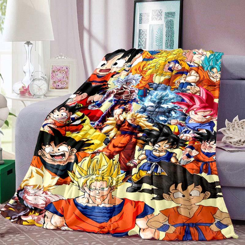 Dragon Ball Anime Print Blanket Warm Comfortable Flannel Blanket for Bedrooms, Sofas, Beds, Chairs, Picnics, Travel-LXR7