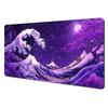 Neon ukiyoe art style waves theme Mouse Pad Desk Mat with Stitched Edges nonSlip rubber base pc accessories Gaming mat rug