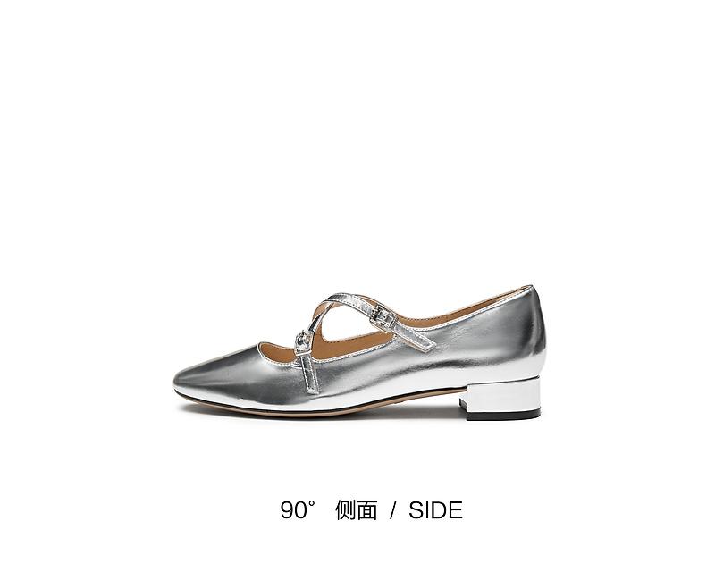 Sijiatu Women's Leather French Mary Jane Flat Shoes