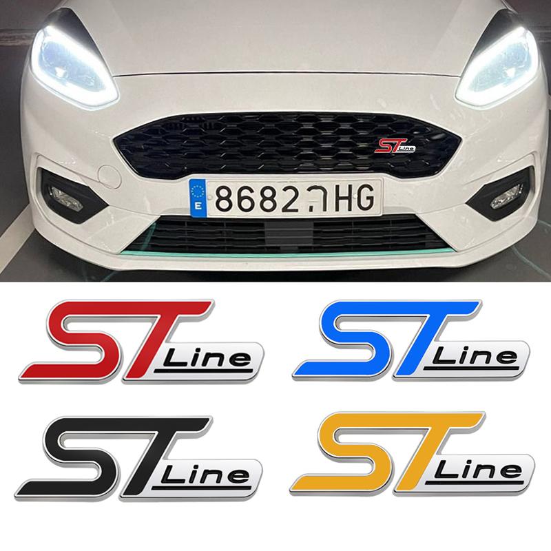 EUEX2 3D Metal ST LINE Front Grille Sticker Car Head Grill Emblem Badge Chrome Sticker for FORD FIESTA FOCUS MONDEO Auto Car Styling