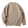Heavyweight Thick American Retro Henley Collar Thick Knit Sweater for Men, Japanese Style Loose and Relaxed Sweater Jacket
