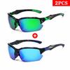 2Pcs/Set UV400 Polarized Sunglasses New Fashion Sports Eyewear Outdoor  Men Women Cycling Fishing Hiking Running Glasses 88272
