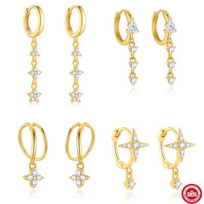Серьги из стерлингового серебра S925, легкие, роскошные, с пряжкой в виде капли воды, с пятью лепестками цветка, инкрустированные цирконием, французские, женская мода, взрыв