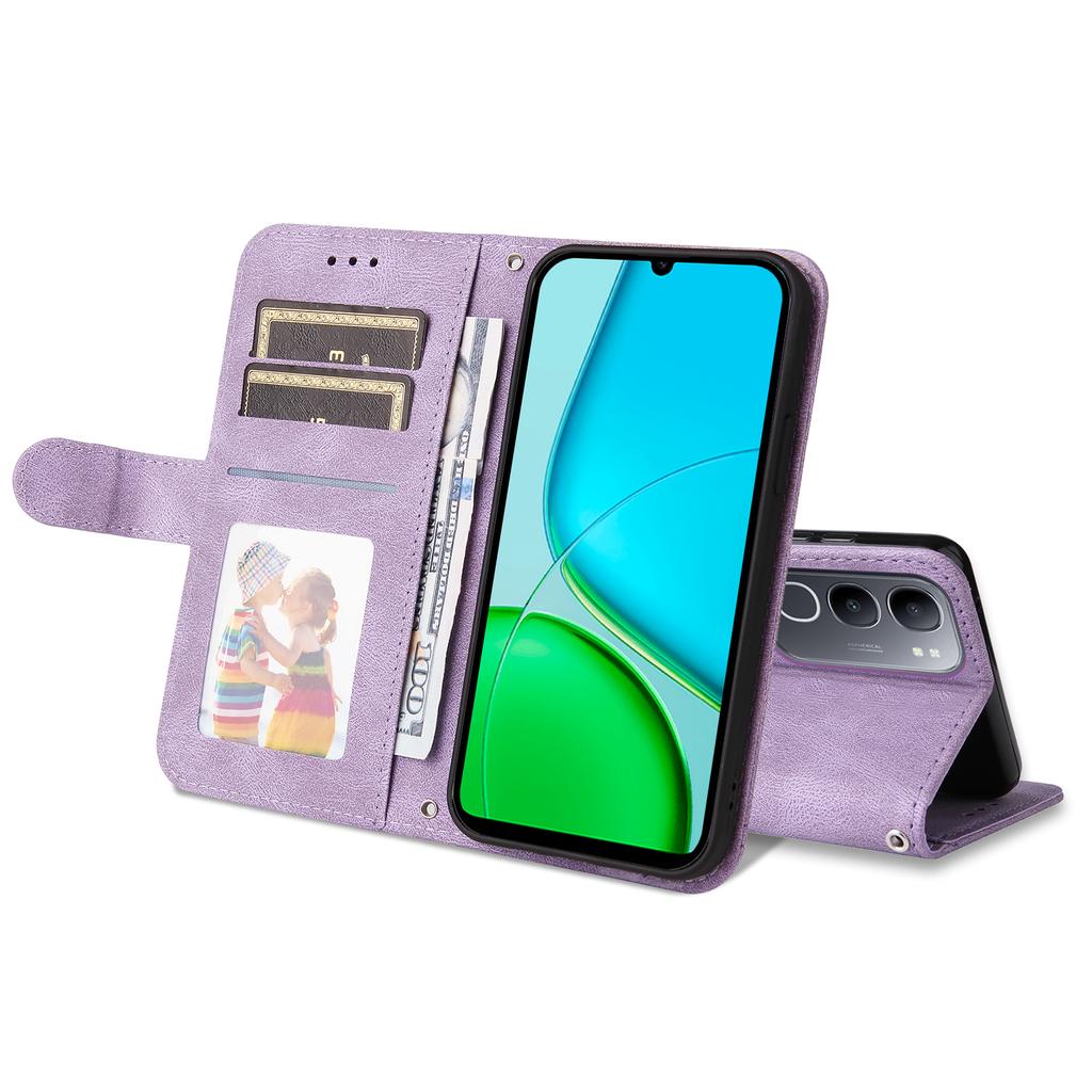 For vivo Y50 Leather Wallet Cases Skin Touch Phone Cover Stand with Strap