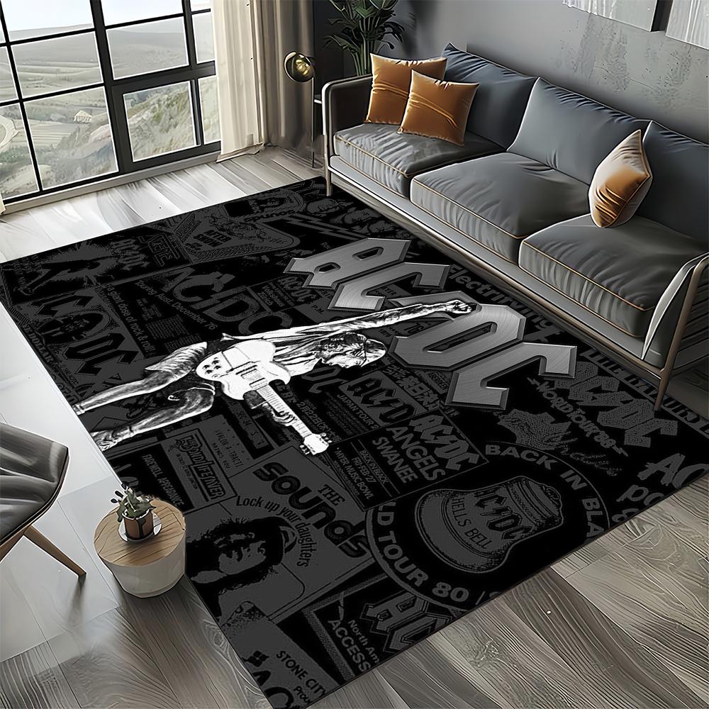 3D AC-DC-Rock Band Мультяшный Ковер Большой, Ковер для Гостиной Спальни Дивана Прихожей Декор, Детский Нескользящий Коврик