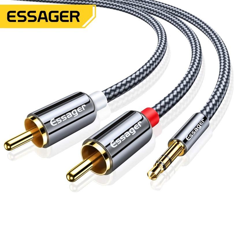 Essager RCA Audio Cable Jack 3.5 To 2 RCA Cable 3.5mm Jack To 2RCA Male Splitter Aux Cable for TV PC Amplifiers DVD Speaker Wire