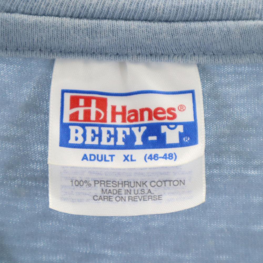 HANES 90s Made In USA Old Print Short Sleeve T-shirt XL Blue Men's Used