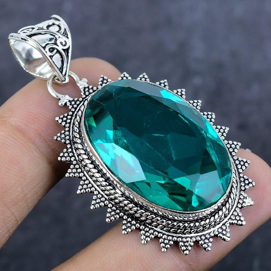 Натуральный Индиголитовый Турмалин 925 Стерлинговое Серебро Ювелирный Подвеска 2.17" k3P84